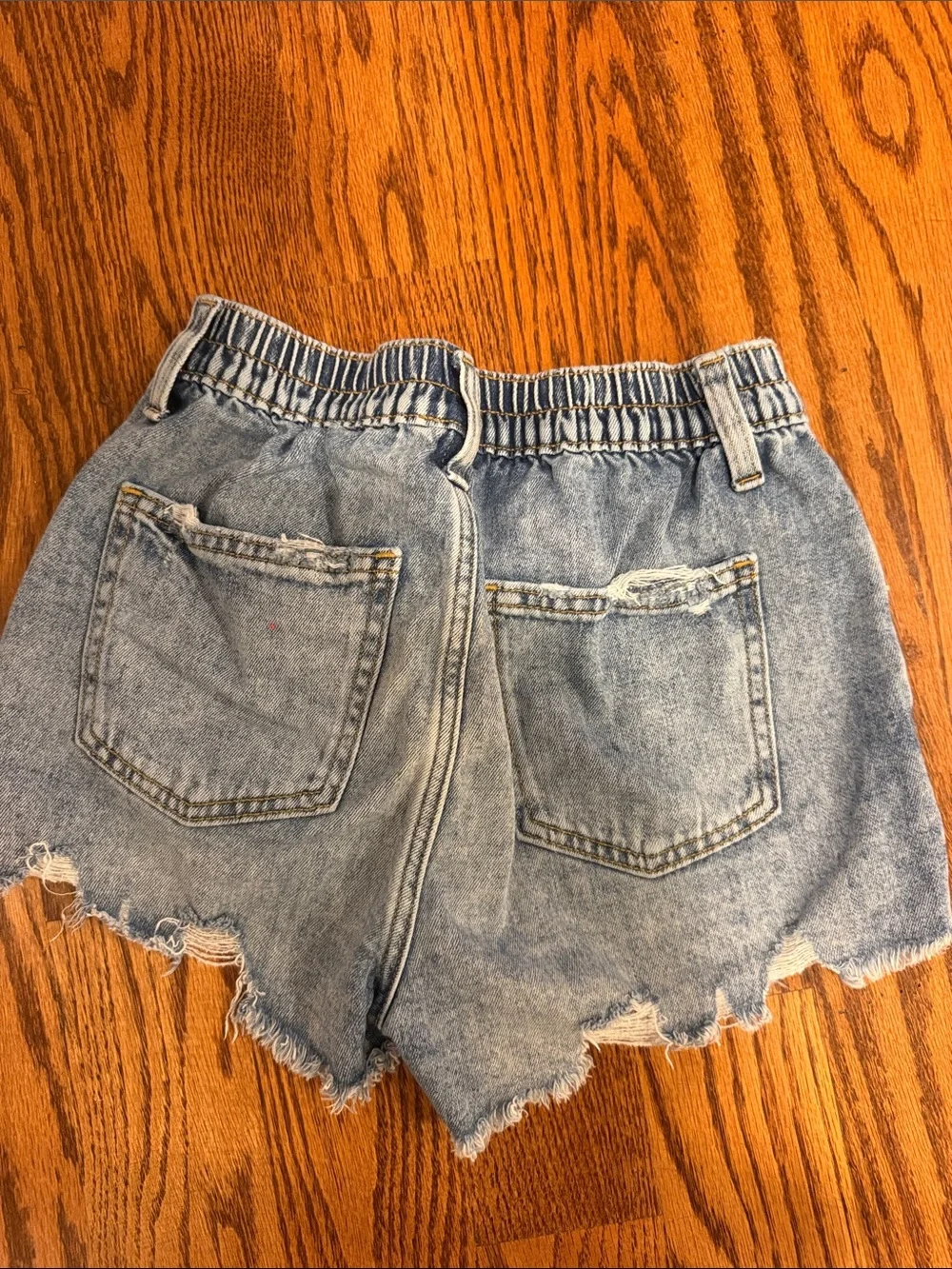 aerie Light Wash Distressed Denim Shorts